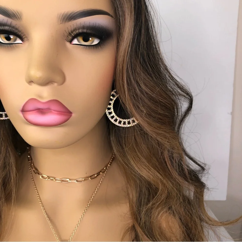 Ash PERFECT Blonde & Brown VALENTINO Long Straight Lace Wig Color FFHOTCHOCO